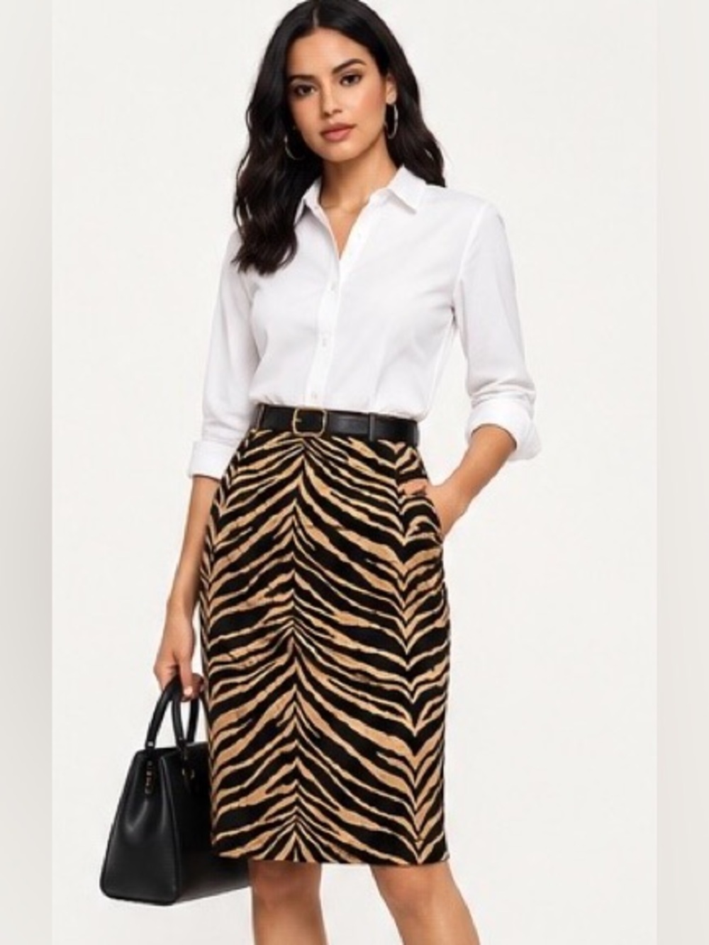 Talbots Zebra Print Pencil Skirt 8P Animal Print Career Office Luxe